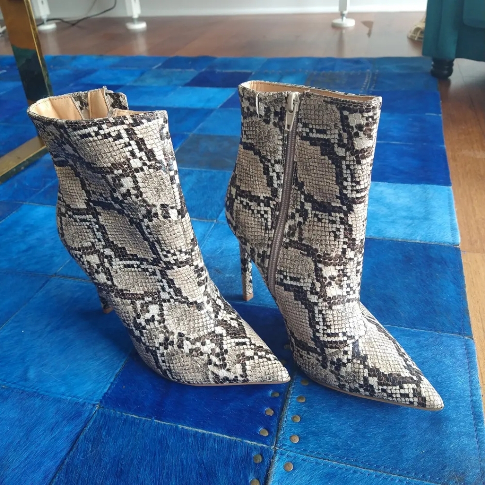 Express snake skin ankle boots